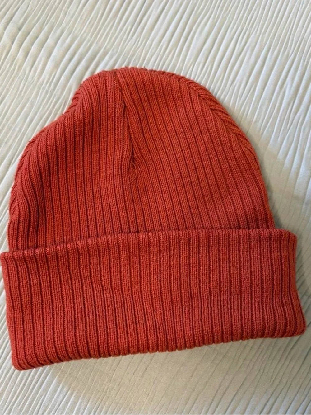 wonder nation Ribbed Knit Beanie Set in Cream and Rust
